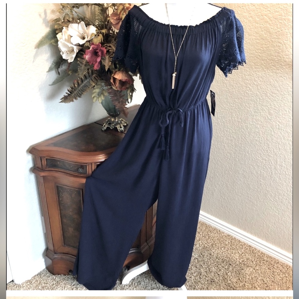 Hint of Blush Off the Shoulders Wide Leg Jumpsuit
